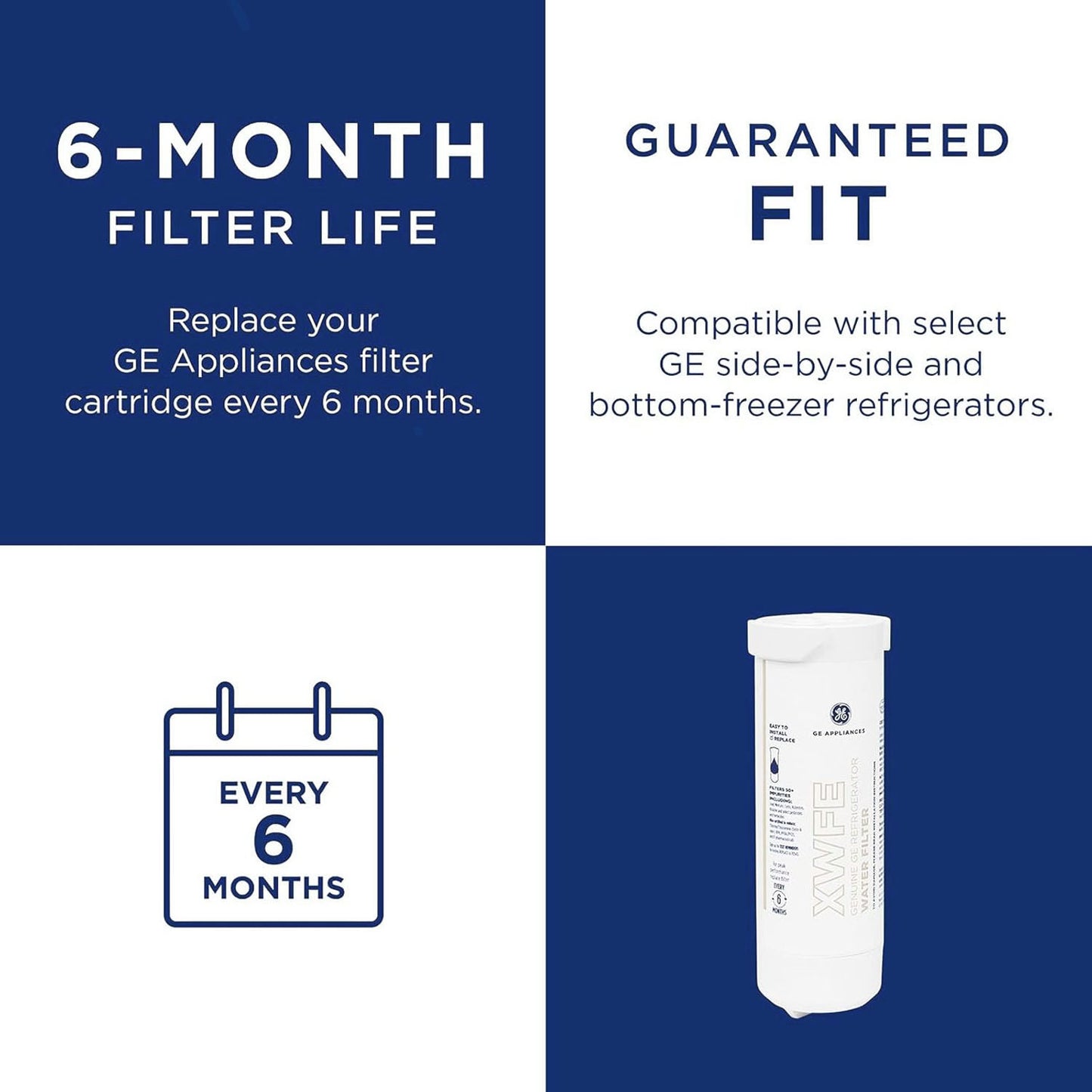 GE XWFE Refrigerator Water Filter,Easy installation,White