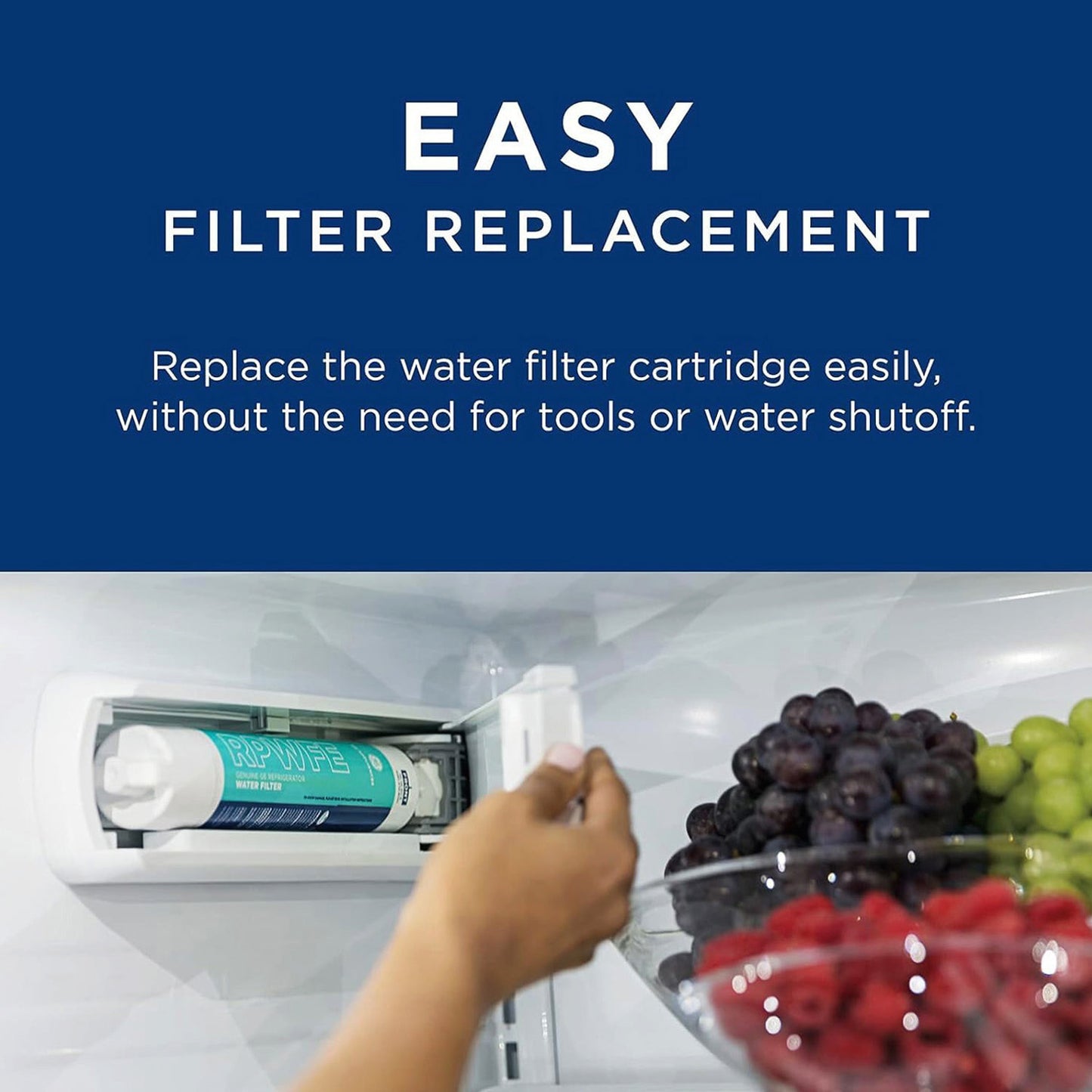 GE RPWFE Refrigerator Water Filter,Easy installation,White